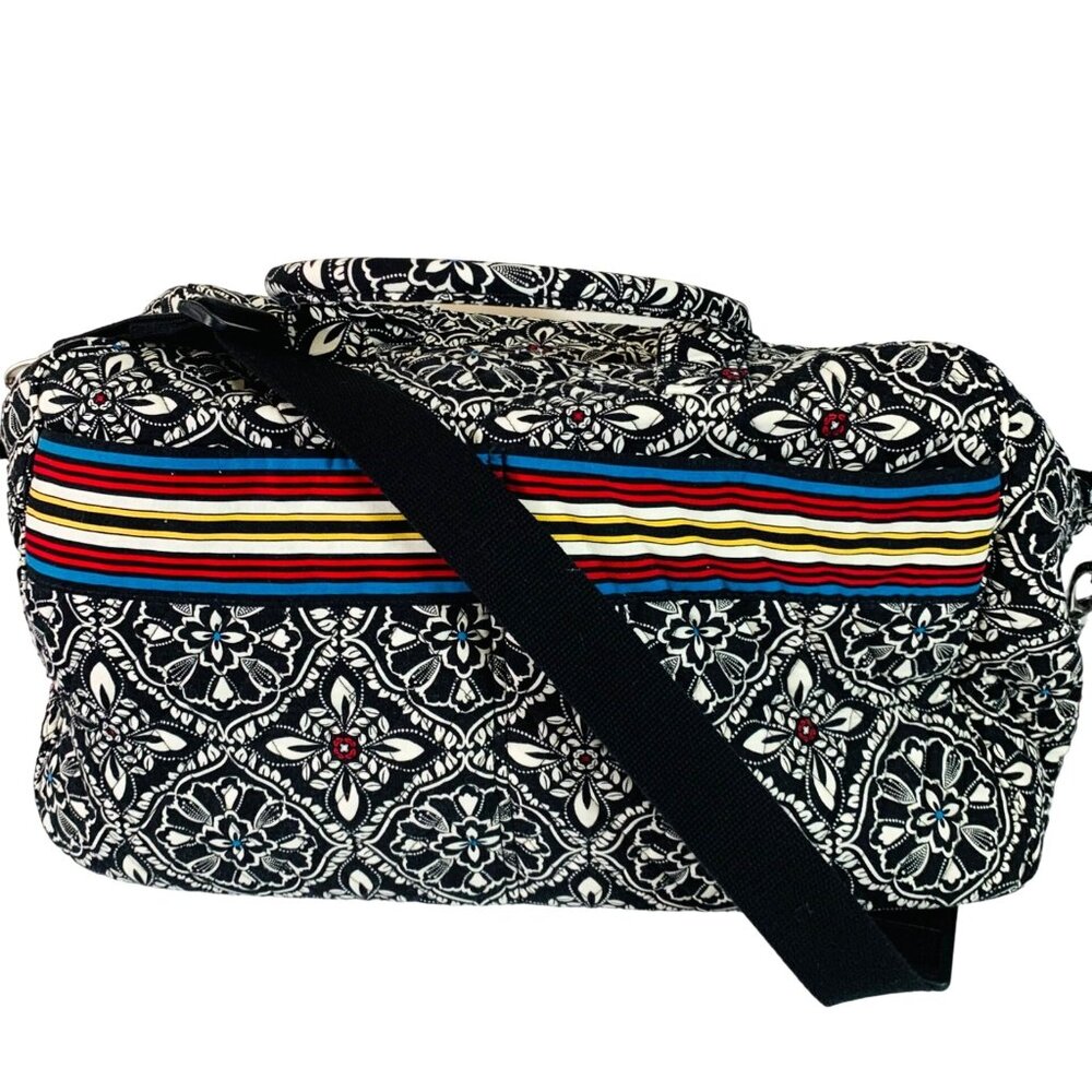 Vera Bradley Floral Grand Weekender Travel Bag Retro Stripes Adjustable Strap